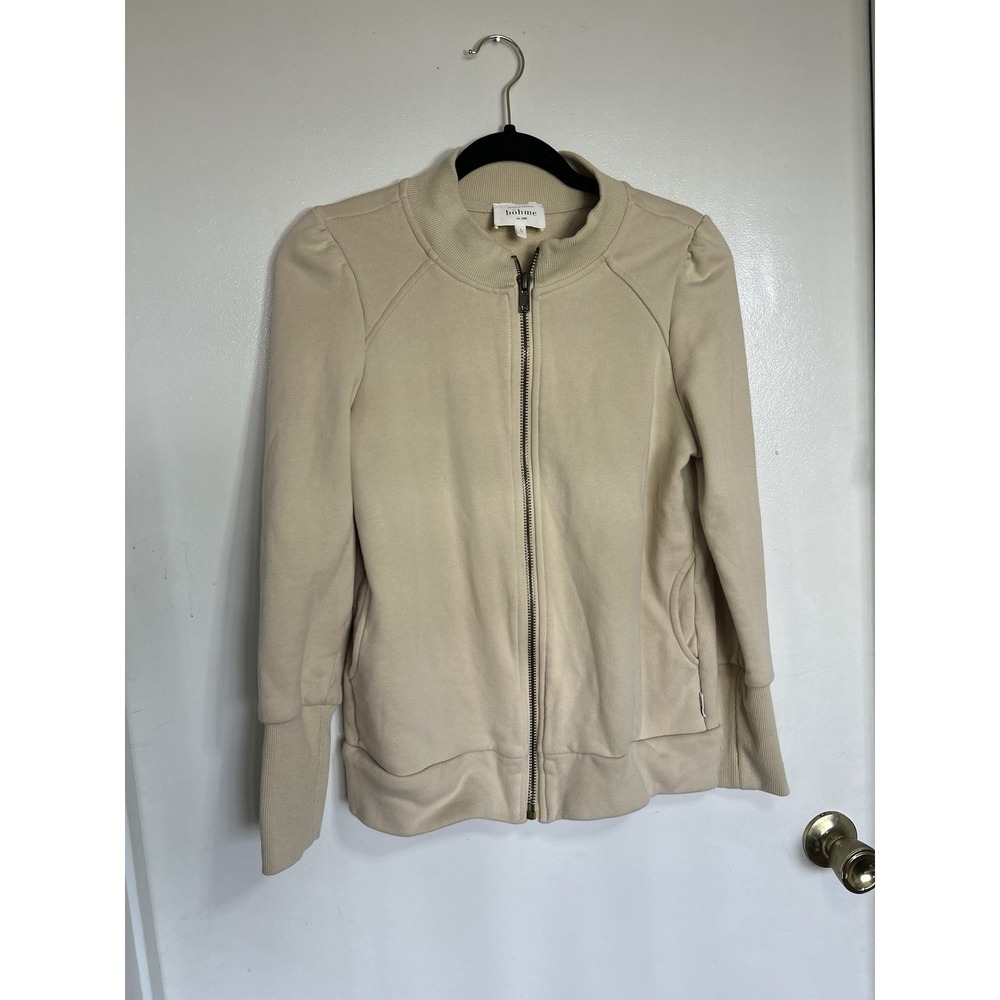 Bohme Woman's‎ Puff Sleeve Zip Up Jacket Knit Bomber  Sporty Small